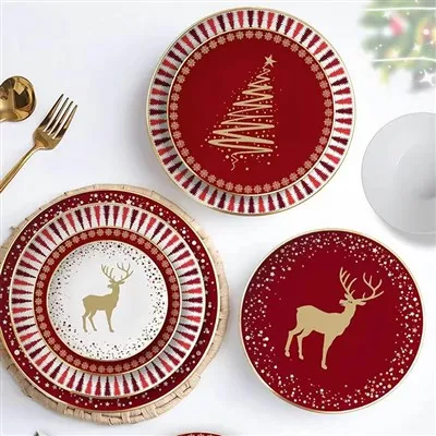 Karácsonyi klasszikus kerámia evőeszközkészlet